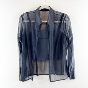 St. Michael Marks & Spencer Sheer Hook and Eye Blouse Crop Tank Black 10